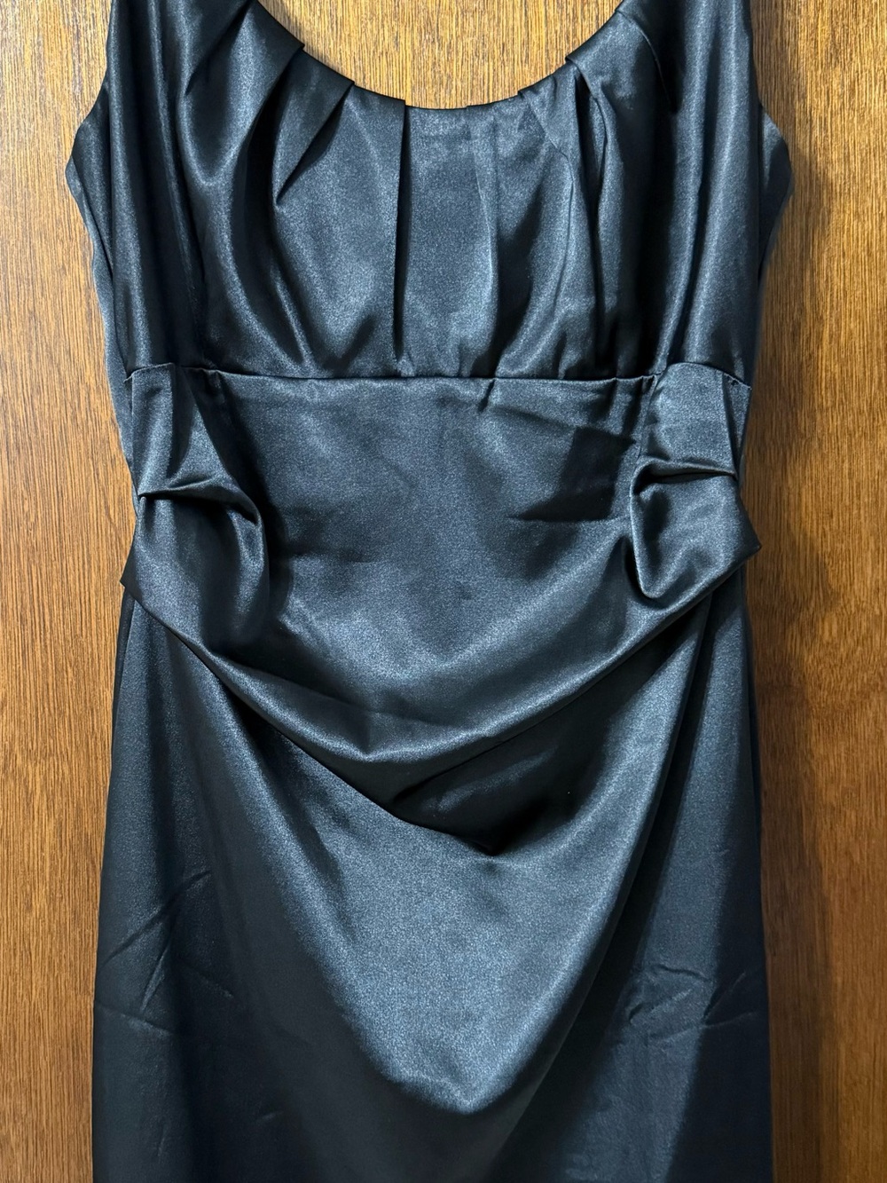 Boston Proper Black Satin Cocktail Dress with Draped Waist